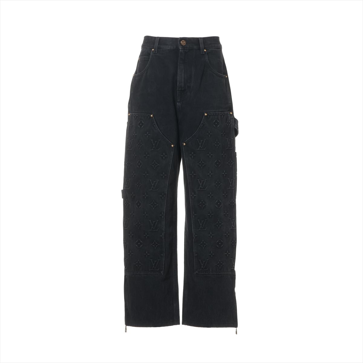 【中古】ヴィトン 24AW コットン デニムパンツ 28 メンズ ブラック RM241Q モノグラム