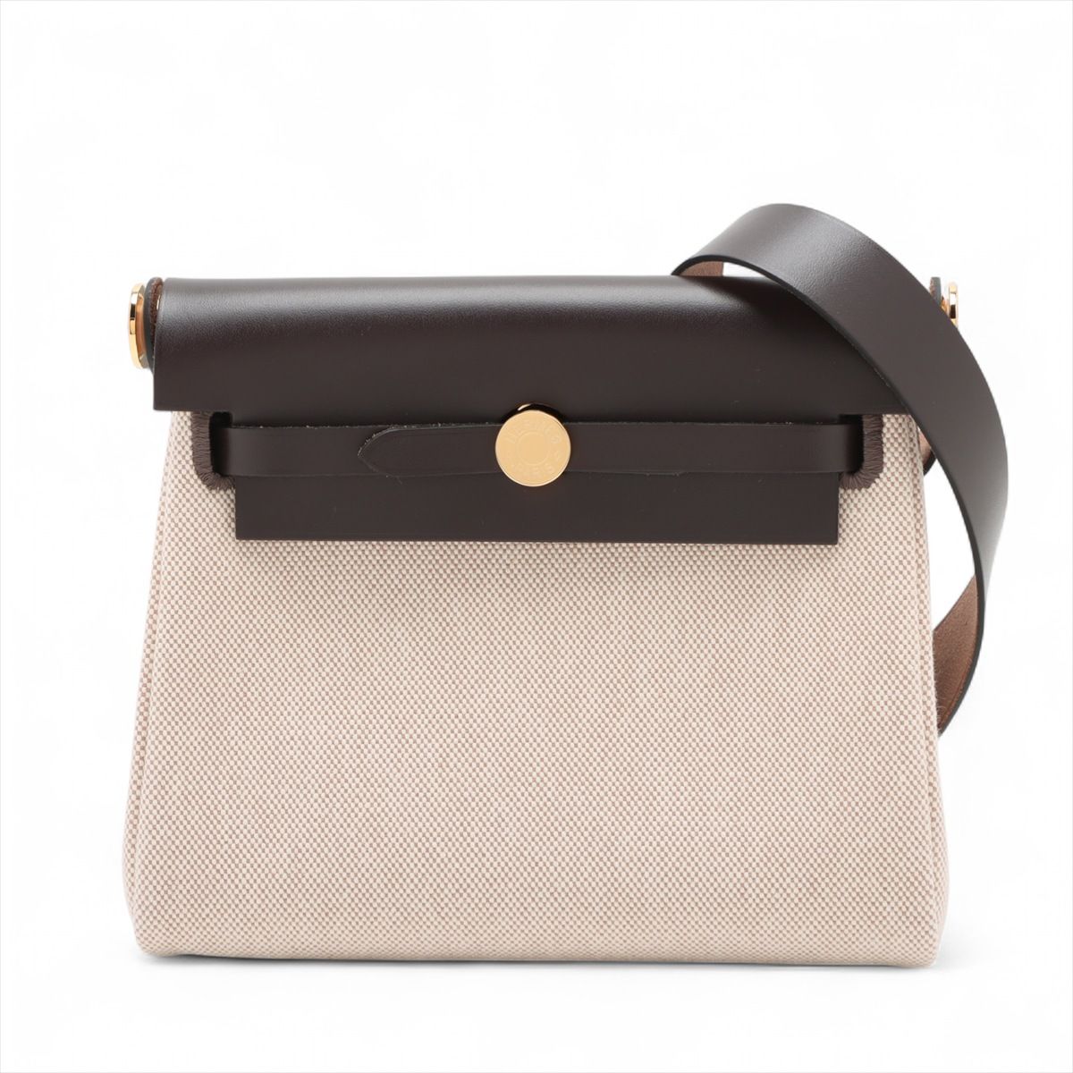 HERMES - 【中古】エルメス エールバッグ ジップ 20 ミニ トワルアッシュxヴァッシュハンター ベージュxエベーヌ ゴールド金具 K:2025年