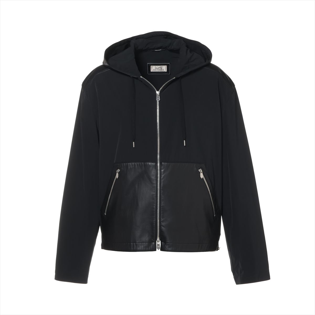 樂天商城 - 【中古】エルメス 21AW ナイロン×ポリウレタン パーカー 54 メンズ ブラック 12-5530 レザー切替