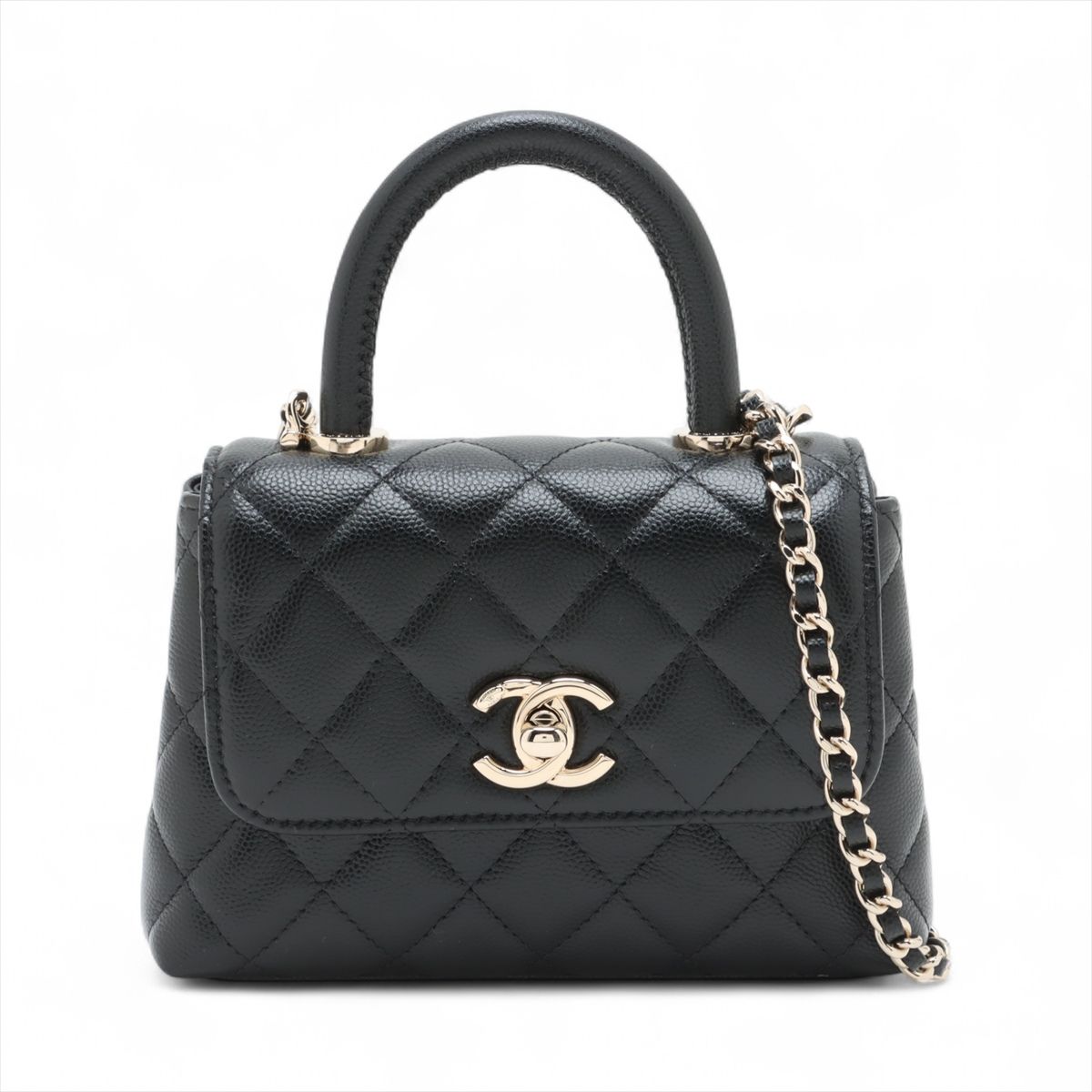 未使用 CHANEL ミニココマーク 総柄 ブラック×グレー ハイブランド CHANEL（シャネル） 極 美品 シール有 14番台 コココクーン ココマーク