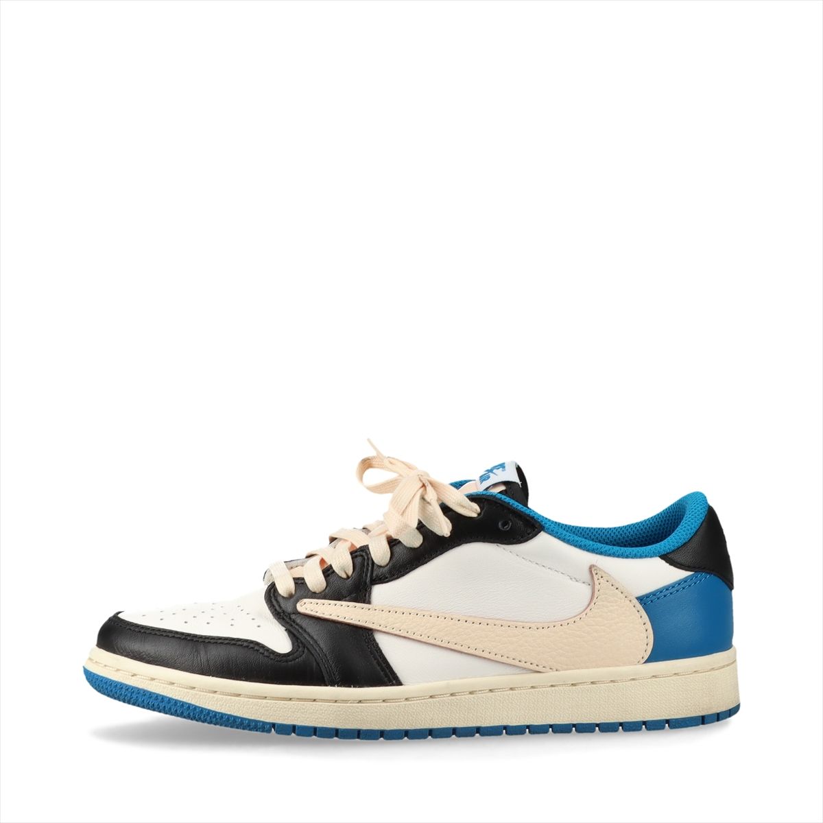 【中古】ナイキ×トラヴィス・スコット×フラグメント AIR JORDAN 1 レザー スニーカー 25cm ユニセックス マルチカラー DM7866-140 箱 替えヒモ有 ほつれ有