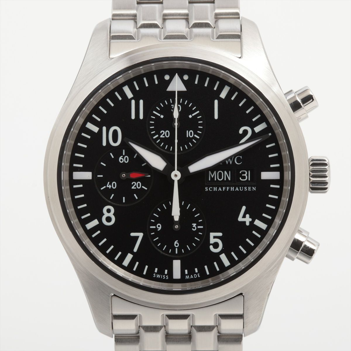 【中古】IWC パイロットウォッチ クロノグラフ IW371704 SS SS AT ブラック文字盤