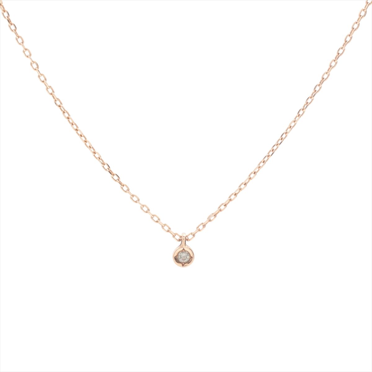 樂天商城 - 【中古】アガット ダイヤ ネックレス K10(PG) 0.9g 0.01