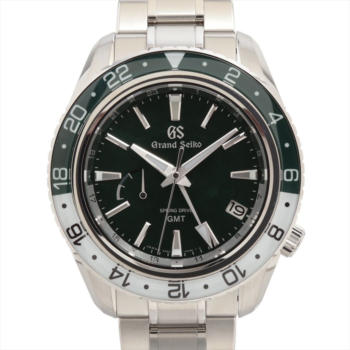 【中古】グランドセイコー スポーツコレクション スプリングドライブ GMT SBGE295 SS SS AT グリーン文字盤 トリプル タイムゾーン 穂高連峰 岩稜