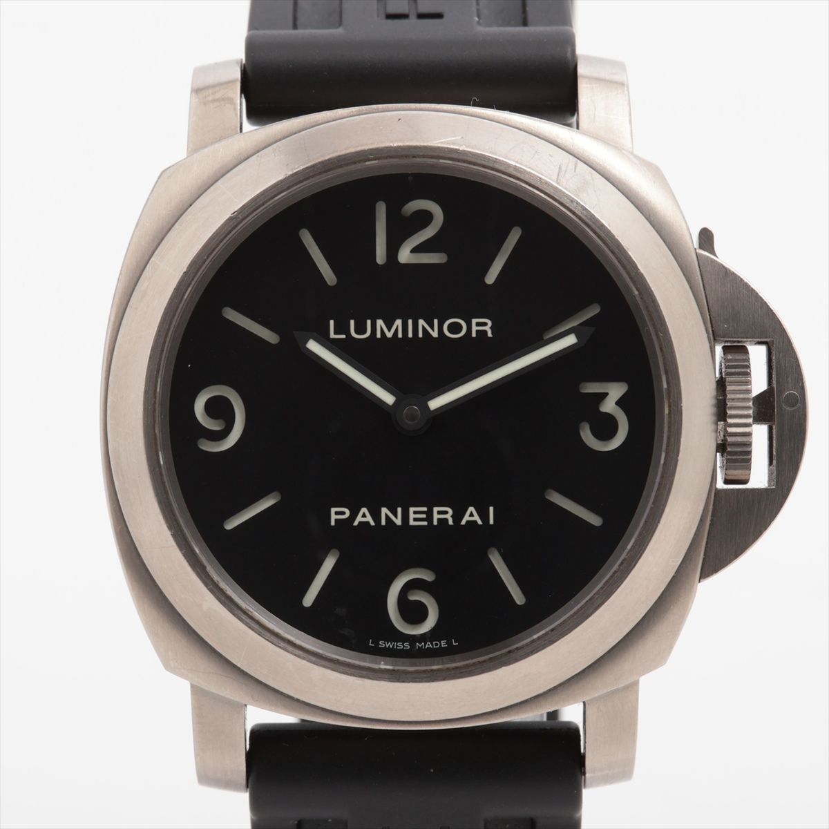 【中古】パネライ ルミノールベース PAM00176 TI TI×ラバー 手巻き ブラック文字盤