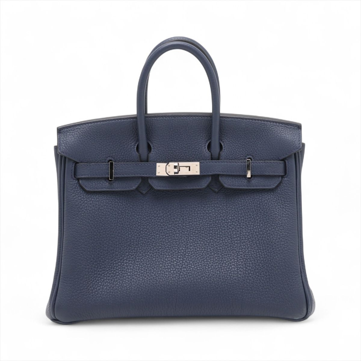 【中古】エルメス バーキン25 ルトゥルネ トゴ ブルーアンクル シルバー金具 B:2023年