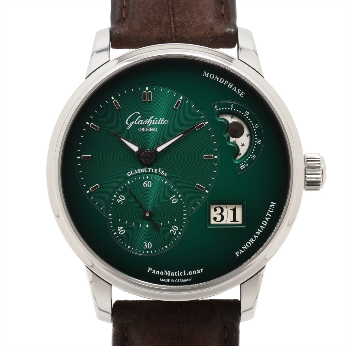 Glashutte Original - 【中古】グラスヒュッテオリジナル パノマティックルナ 1-90-02-13-32-31 SS SS×革 AT グリーン文字盤