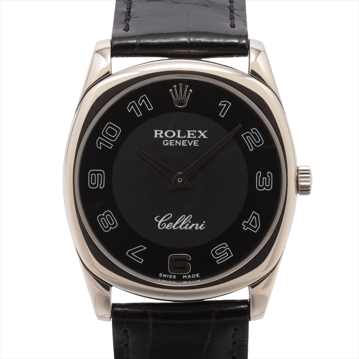 CARTIER - 【中古】ロレックス チェリーニ ダナオス 4233/9 WG WG×革 手巻き ブラック文字盤