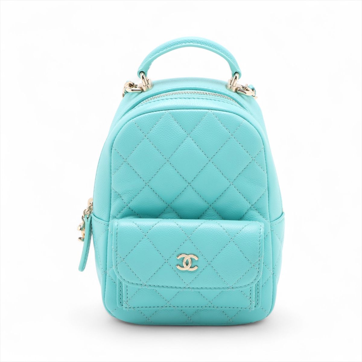 CHANEL - 【中古】シャネル マトラッセ キャビアスキン チェーンリュック グリーン ゴールド金具 ランダムシリアル AP3753