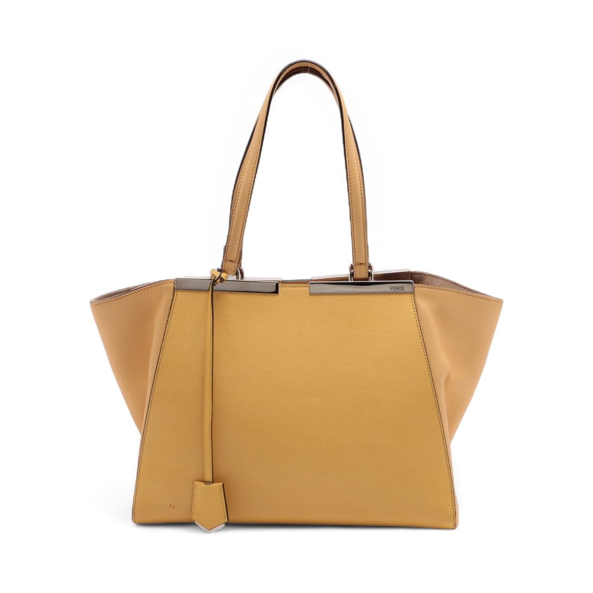FENDI - 【中古】フェンディ トロワジュール レザー ハンドバッグ イエロー 8BH275