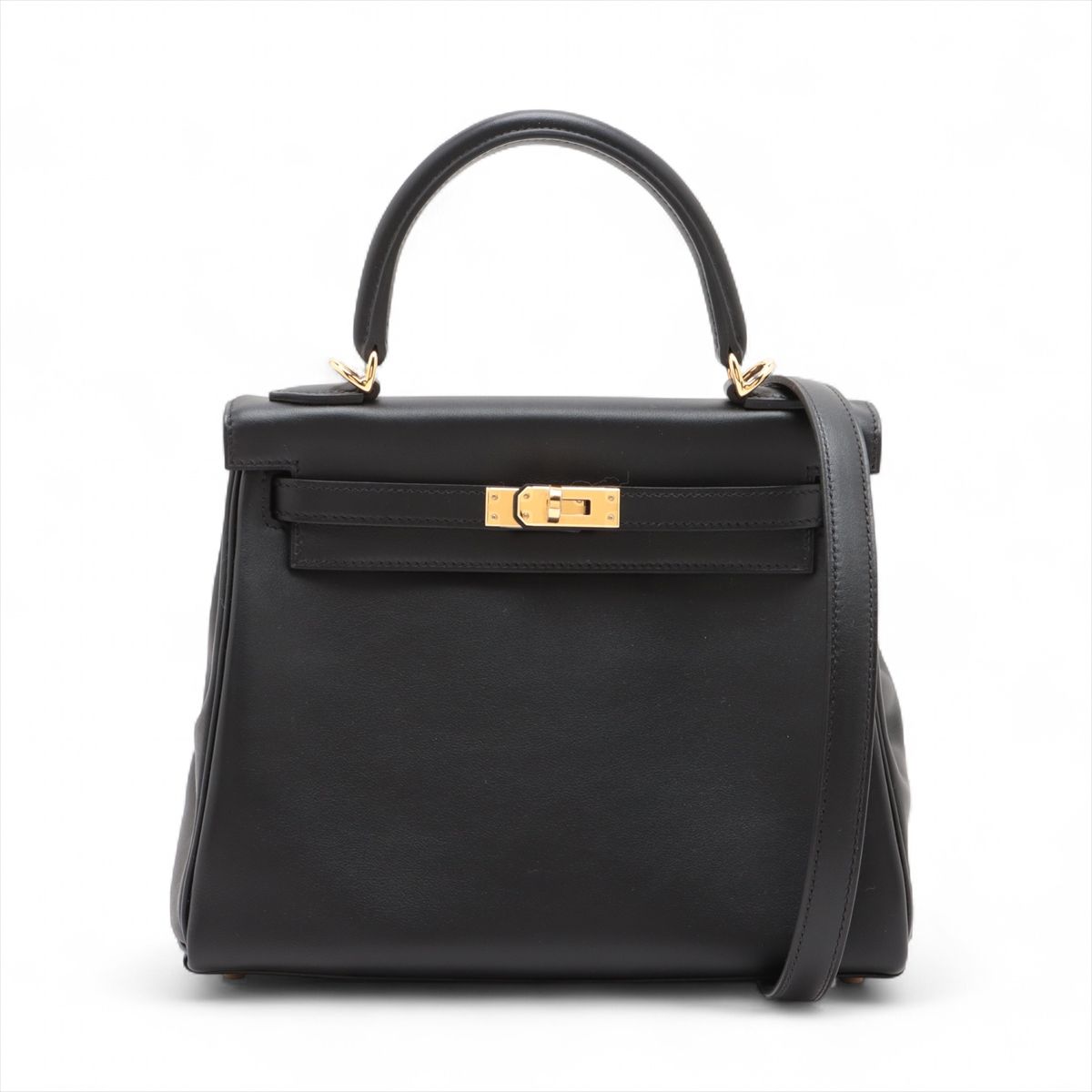 【中古】エルメス ケリー25 ルトゥルネ シェリ ブラック ゴールド金具 K:2025年
