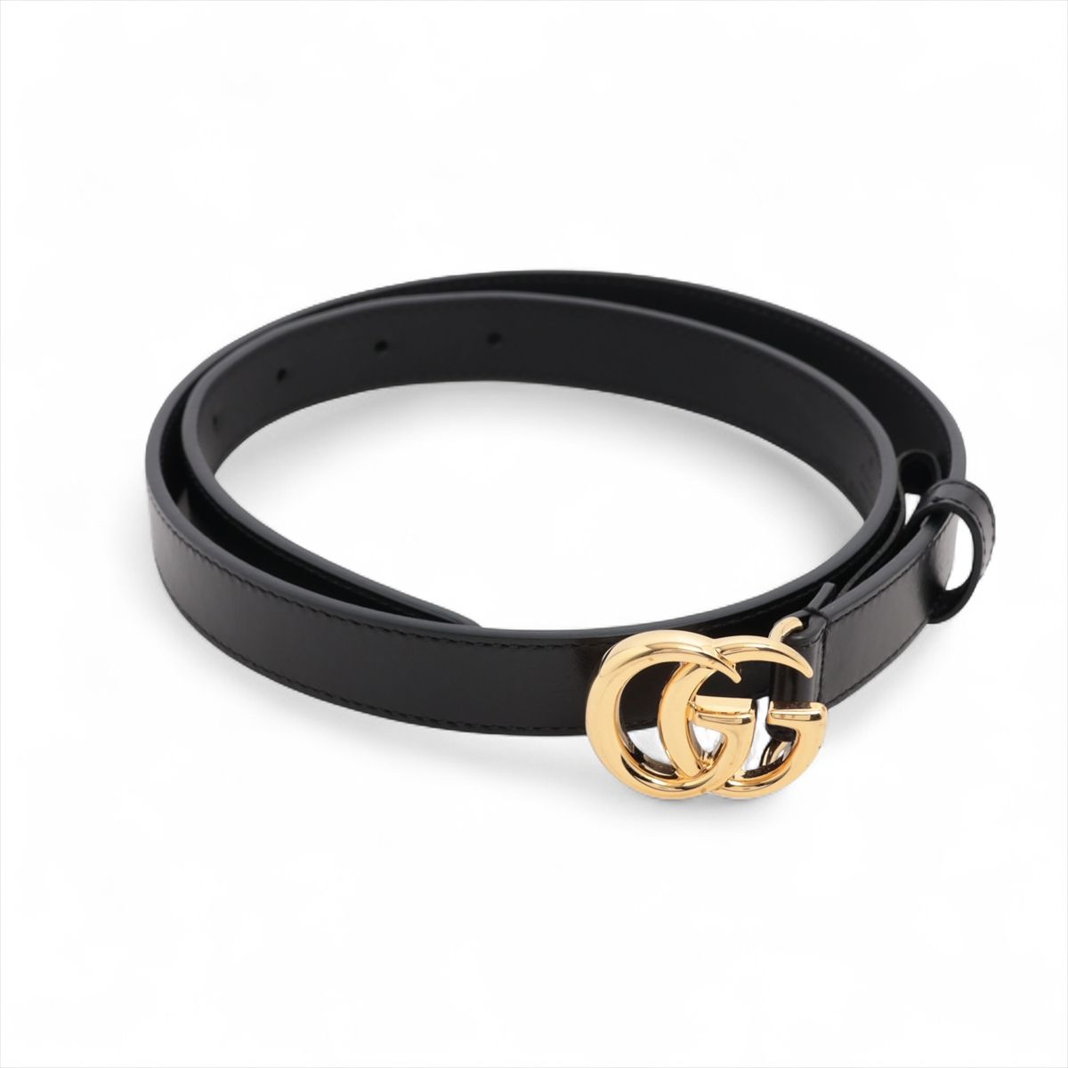 GUCCI - 【中古】グッチ 409417 ダブルG ベルト 75 レザー ブラック