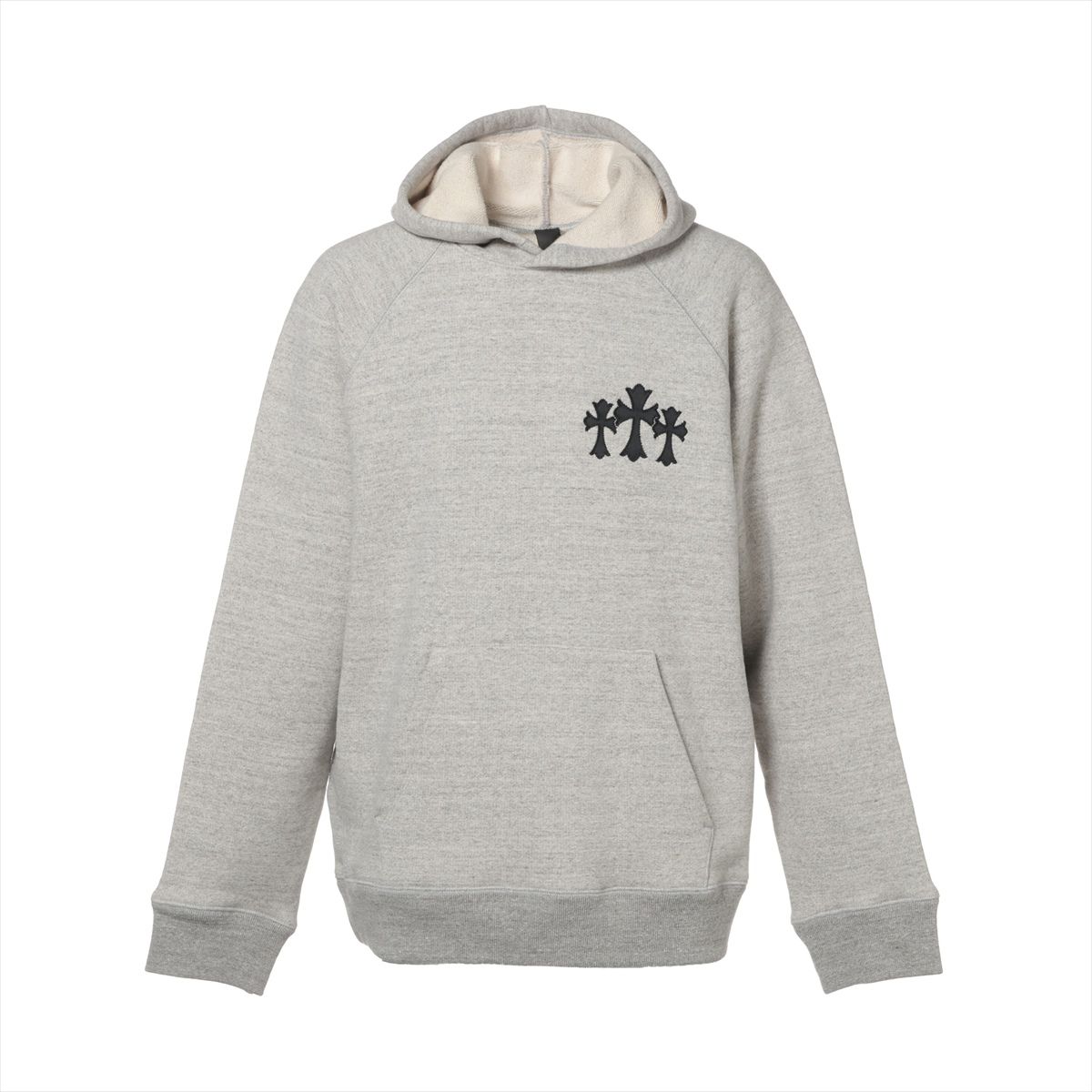 【中古】クロムハーツ パーカー コットン サイズL グレー 7-11 HOODIE バックCHロゴクロス刺繍
