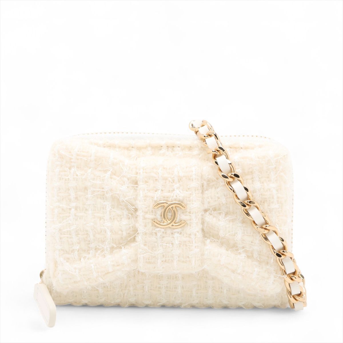 シャネル マトラッセ･ツイードチェーンショルダー/イヤーズギフト  【Aランク】【中古】 CHANEL（シャネル） チェーンショルダーバッグ ポーチ ツイード