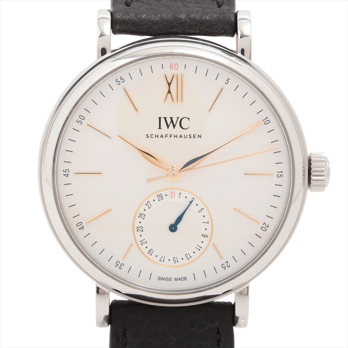 【中古】IWC ポートフィノ ポインターデイト IW359201 SS SS×革 AT シルバー文字 ...