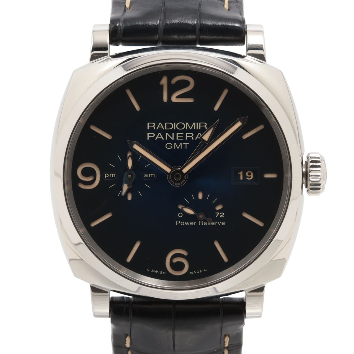 【中古】パネライ ラジオミール 1940 GMT PAM00946 SS SS×革 AT ブルー文字盤