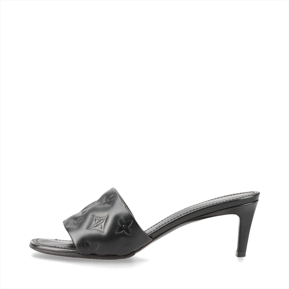 Women'S Shoes - 【中古】ヴィトン リバイバルライン 21年 レザー サンダル 37 レディース ブラック SW0291 モノグラム 袋 替えリフト付