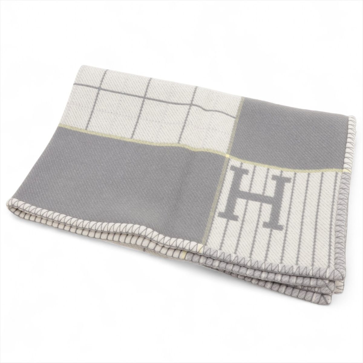 Clothing Accessories (Caps, Ties, Belts) - 【中古】エルメス アヴァロン カブリオル ブランケット ウール×カシミヤ グリペルル