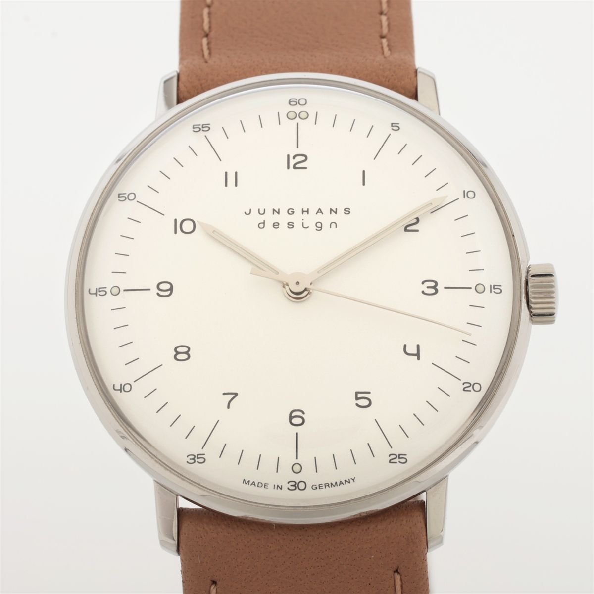SWATCH - 【中古】ユンハンス マックスビル 027/3701.00 SS 社外SS×革 手巻き シルバー文字盤