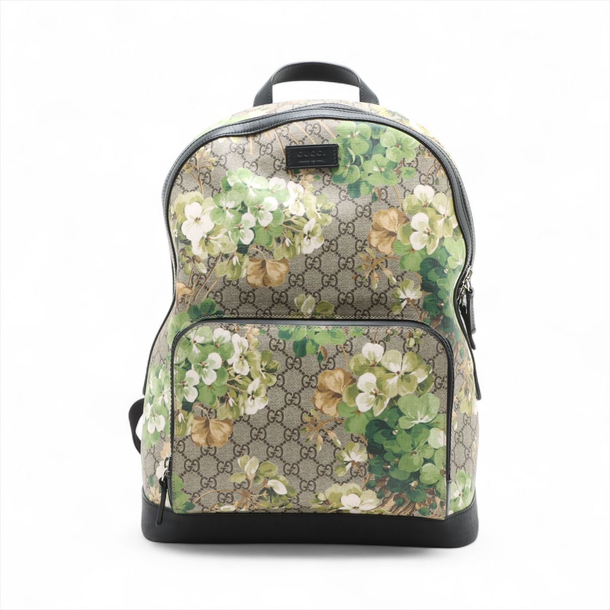 GUCCI - 【中古】グッチ GGブルームス PVC×レザー バックパック/リュック ベージュ×グリーン 406370
