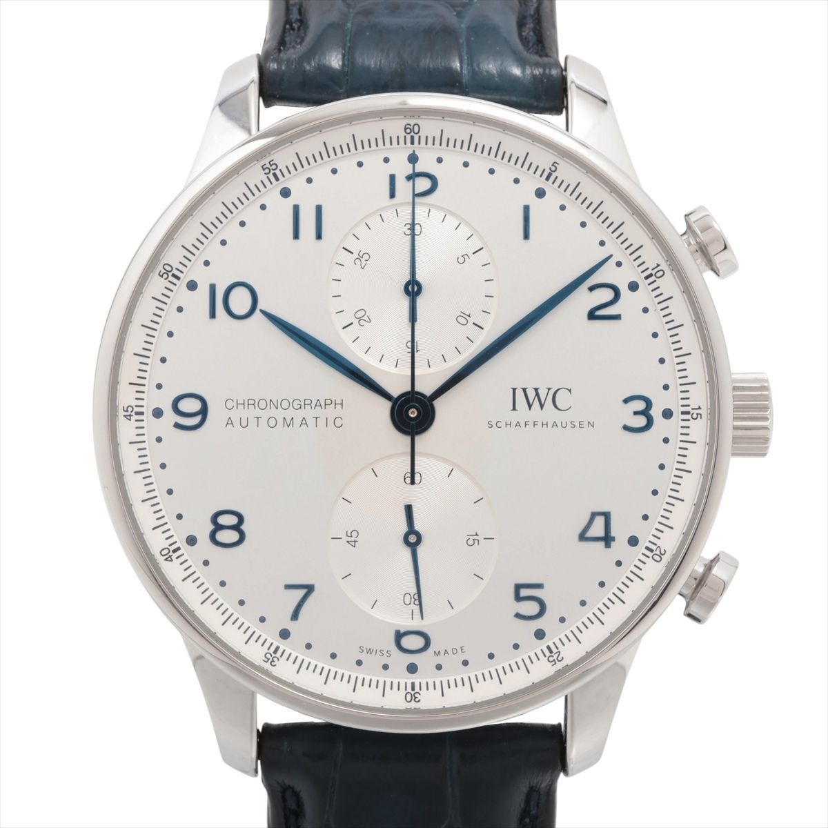 Other - 【中古】IWC ポルトギーゼ クロノグラフ IW371605 SS SS×革 AT シルバー文字盤