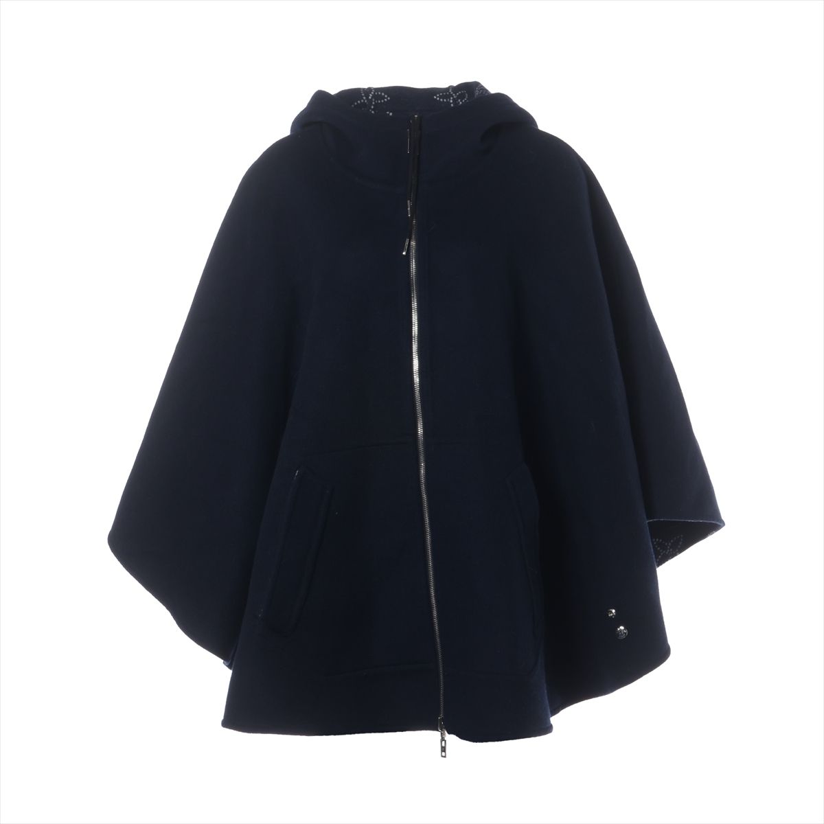 【中古】ヴィトン 22SS ウール ポンチョ TU レディース ネイビー RW221W FMC018J54 リバーシブル マヒナ モノグラム ケープ