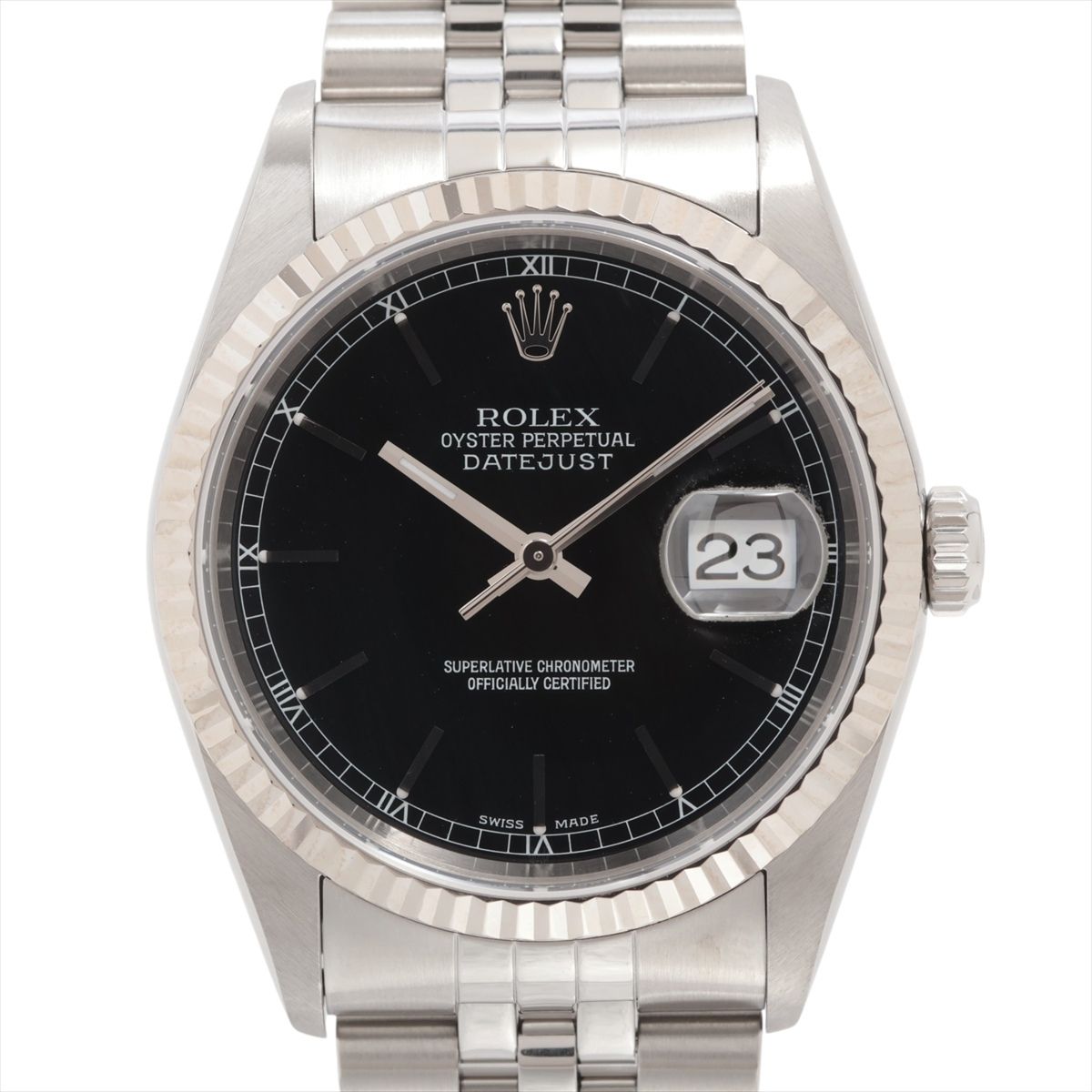 SWATCH - 【中古】ロレックス デイトジャスト36 16234 SS×WG SS AT ブラック文字盤 あまりごま2