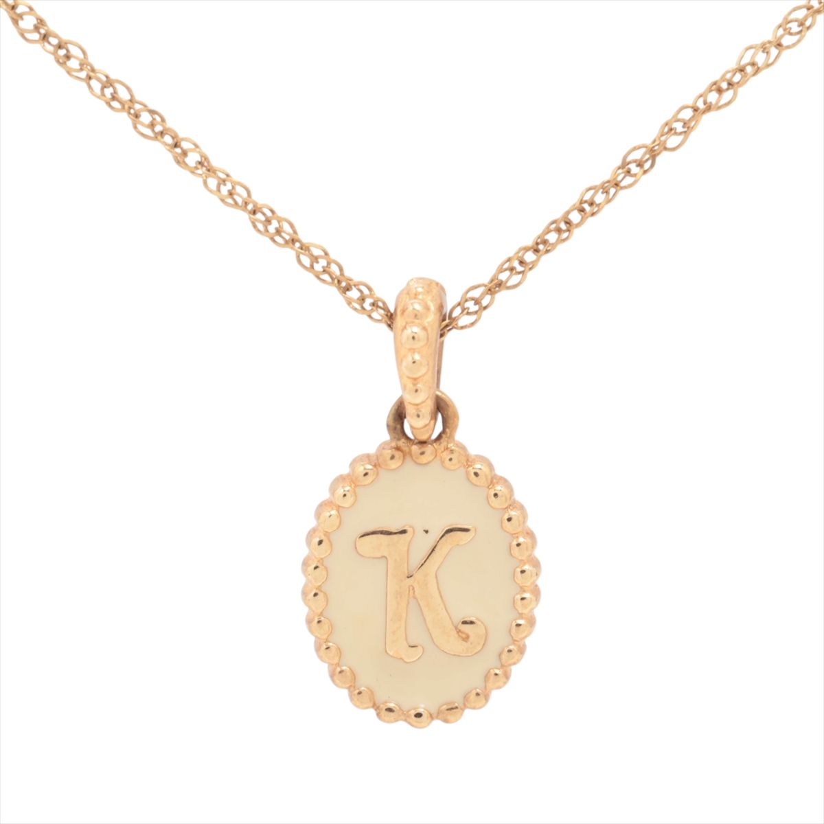 Beads - 【中古】エテ イニシャル エナメル ネックレス K10(YG) 1.6g