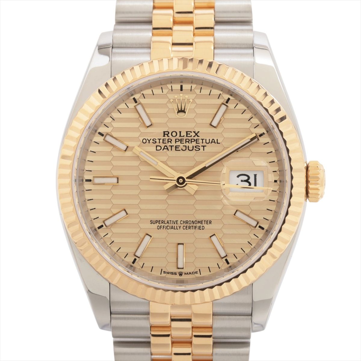 乐天商城 - 【中古】ロレックス デイトジャスト36 126233 SS×YG SS×YG AT シャンパンフルーテッド文字盤 ジュビリーブレスレット