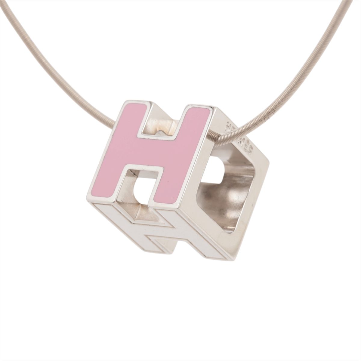 乐天商城 - 【中古】エルメス カージュドアッシュ Hキューブ ネックレス GP シルバー×ピンク