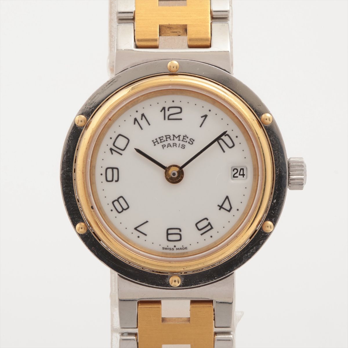 CARTIER - 【中古】エルメス クリッパー GP×SS GP×SS QZ ホワイト文字盤