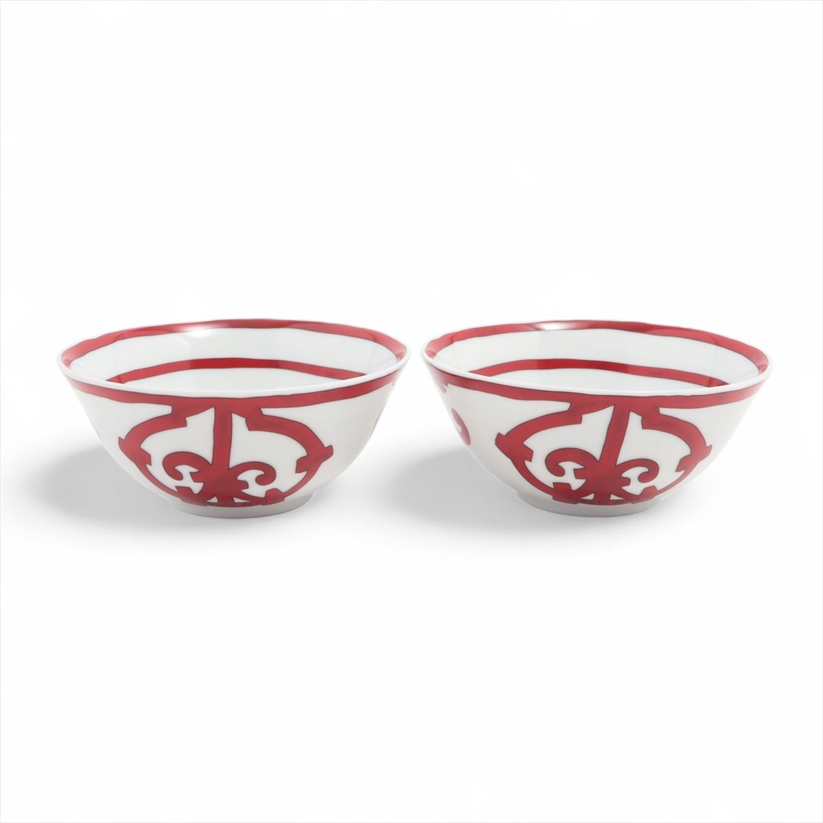 樂天商城 - 【中古】エルメス ガダルキヴィール ライスボウル 陶器 レッド×ホワイト 底印「仮面」2点セット