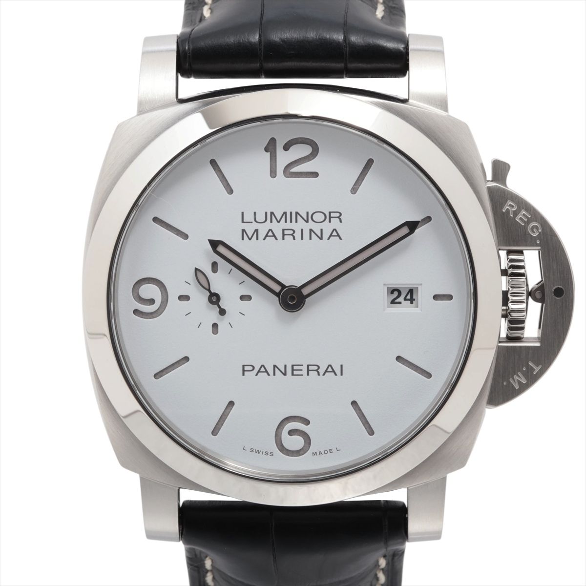 樂天商城 - 【中古】パネライ ルミノールマリーナ 44mm PAM03314 SS SS×革 AT ホワイト文字盤
