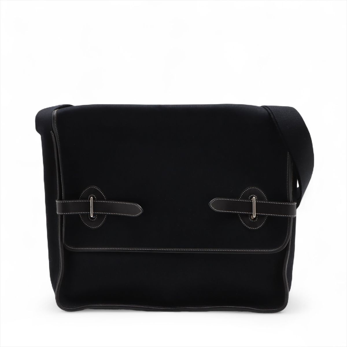 【正規品】HERMES ブエナベンチュラ ビジネスバッグ キャンバス レザー エルメスブエナベンチュラ MM 黒 シルバー金具 ユニセックス ビジネス