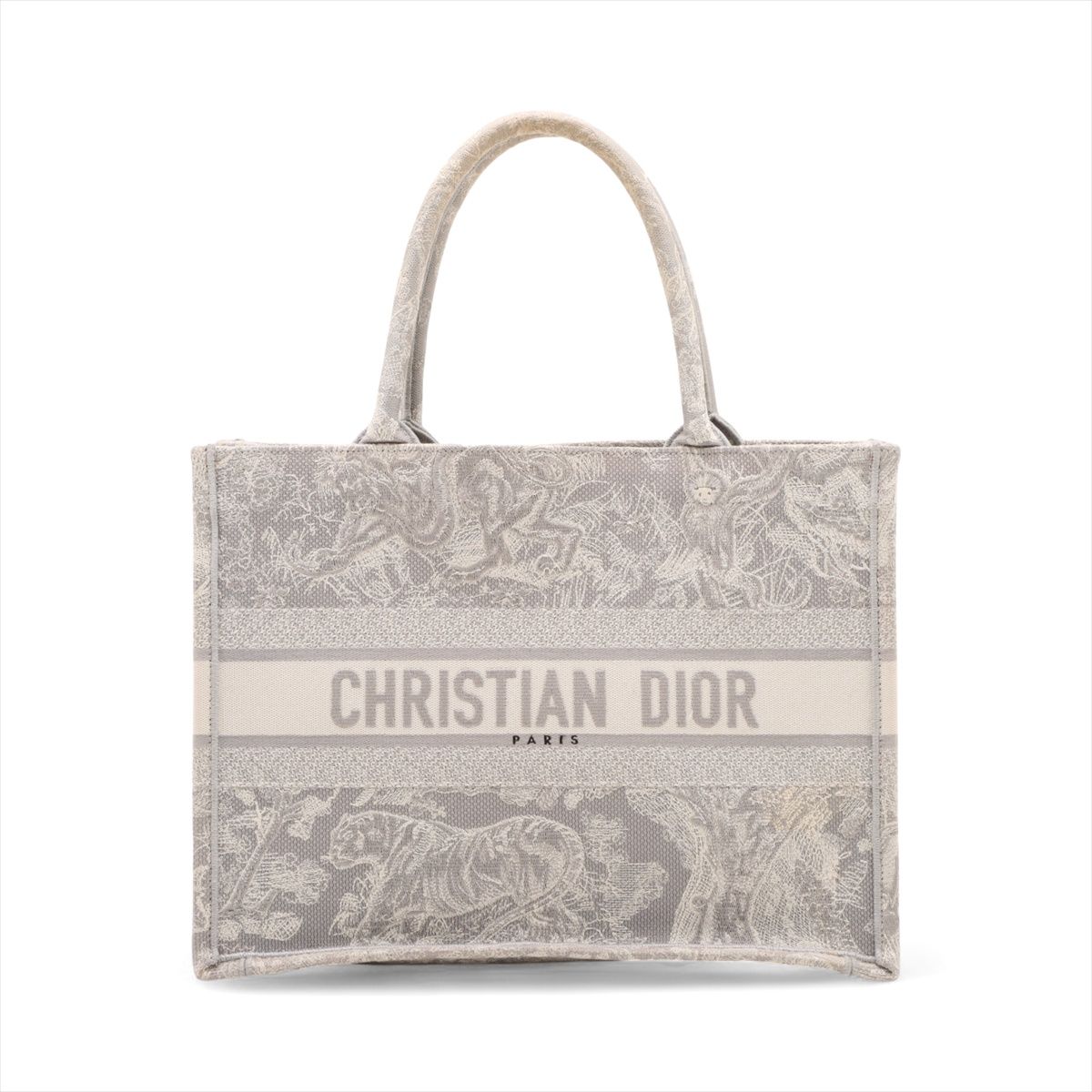 CHRISTIAN DIOR - 【中古】クリスチャンディオール トワル ドゥ ジュイ エンブロイダリー ブックトート ミディアム キャンバス トートバッグ ベージュ