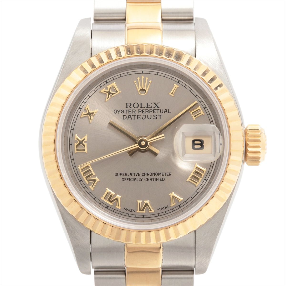 FRANCK MULLER - 【中古】ロレックス レディ デイトジャスト 69173 SS×YG SS×YG AT グレー文字盤