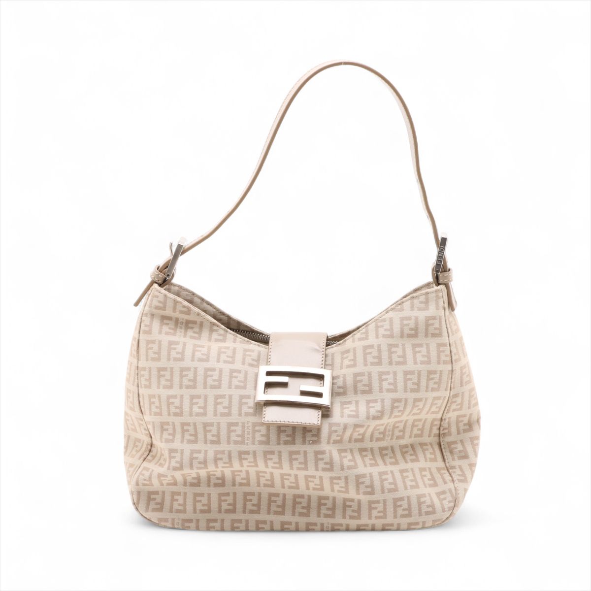 FENDI - 【中古】フェンディ ズッキーノ キャンバス×レザー ショルダーバッグ ベージュ 8BR036