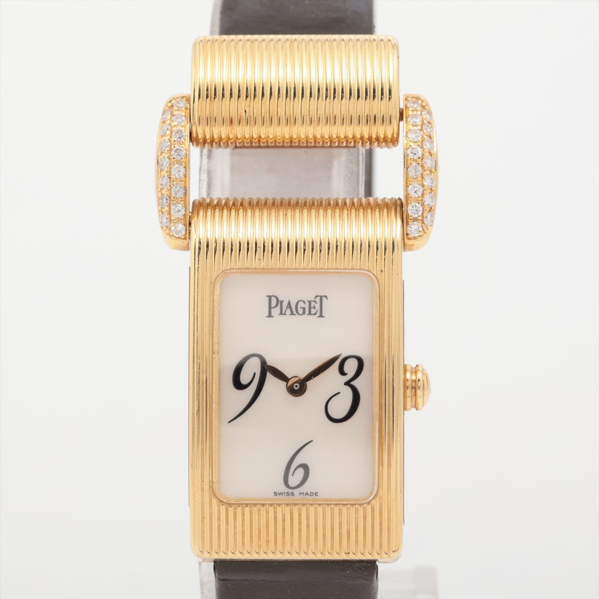 PIAGET - 【中古】ピアジェ ミスプロトコール YG YG×革 QZ ホワイトシェル文字盤 5322
