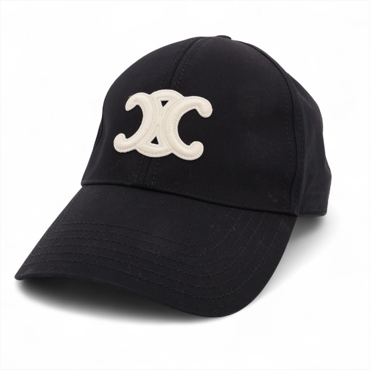 【中古】セリーヌ 2AUT6969P トリオンフ キャップ M コットン ブラック