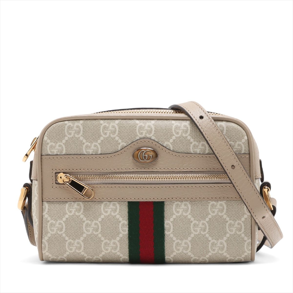 GUCCI - 【中古】グッチ GGスプリーム PVC×レザー ショルダーバッグ ベージュ 517350