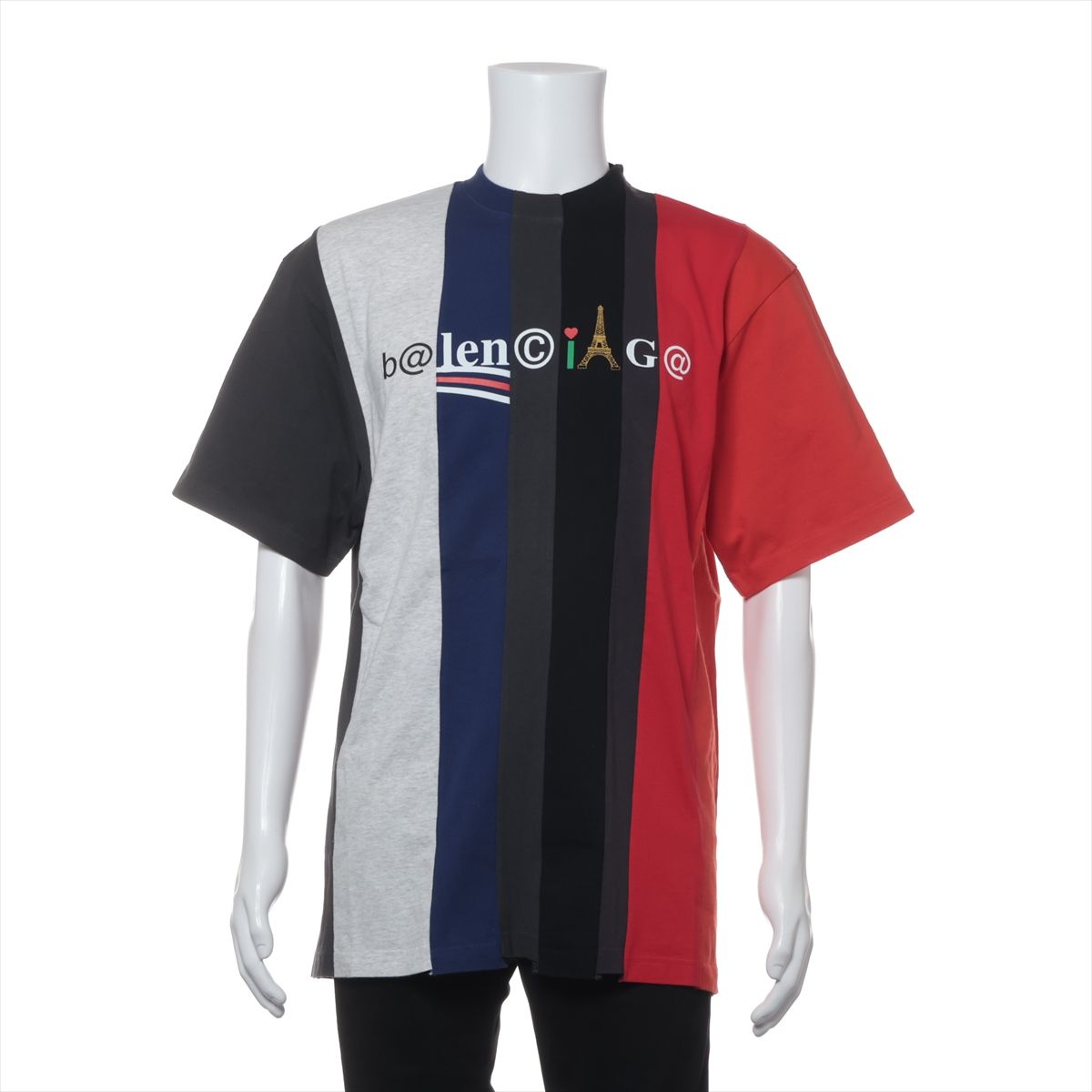 乐天商城 - 【中古】バレンシアガ 20年 コットン Tシャツ XXS ユニセックス マルチカラー 661591 CUT-UP CAPSULE 再構築 ロゴプリント オーバーサイズ 青山限定品
