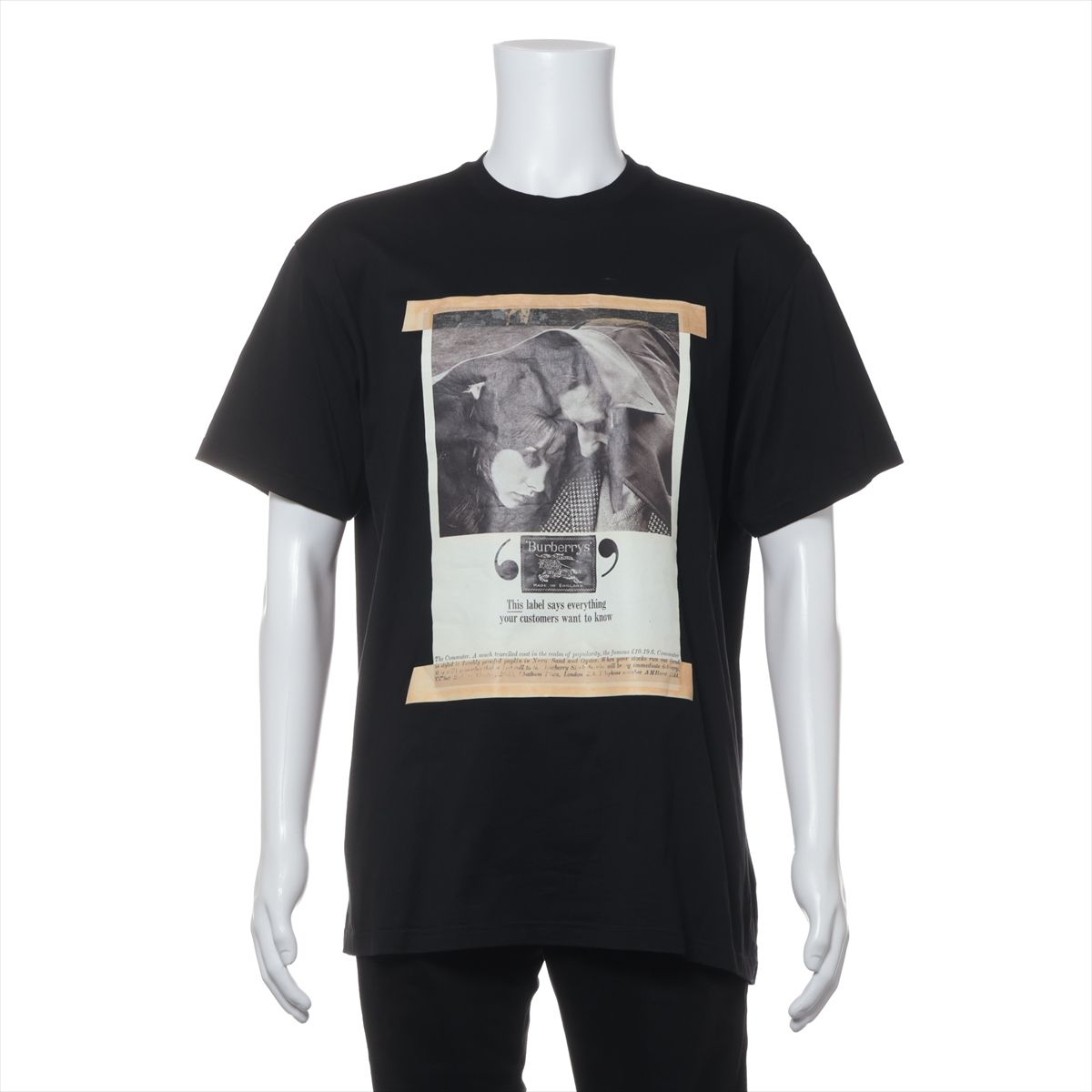 乐天商城 - 【中古】バーバリー ティッシ期 コットン Tシャツ M メンズ ブラック 8009974