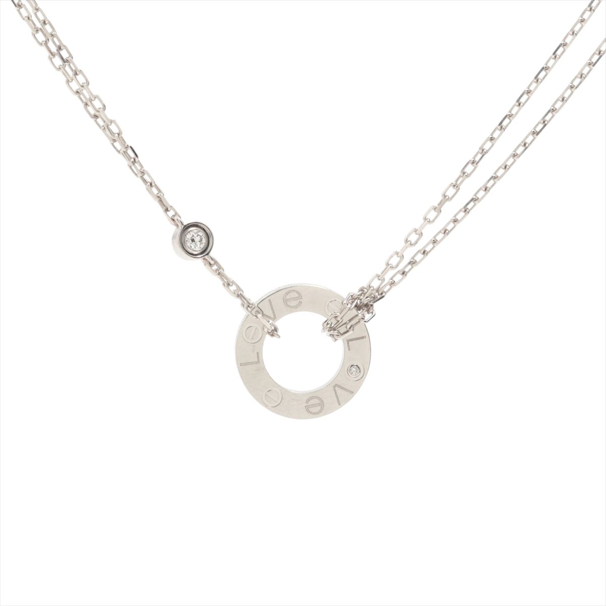 乐天商城 - 【中古】カルティエ ラブサークル 2P ダイヤ ネックレス 750(WG) 6.6g