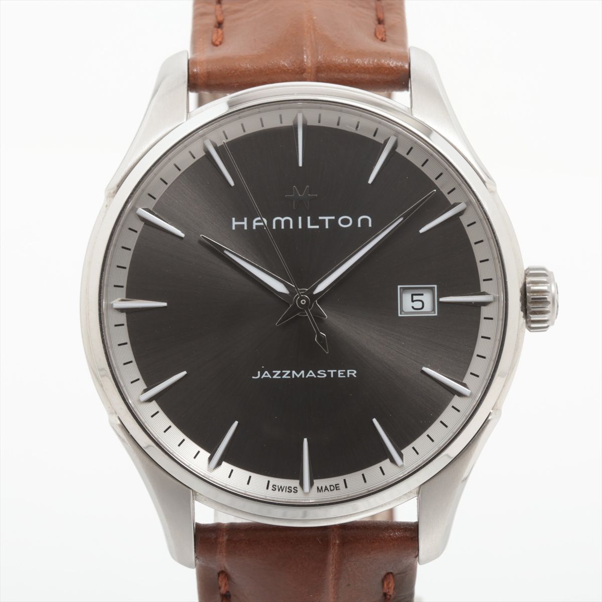 SWATCH - 【中古】ハミルトン ジャズマスター H324510 SS SS×革 QZ グレー文字盤