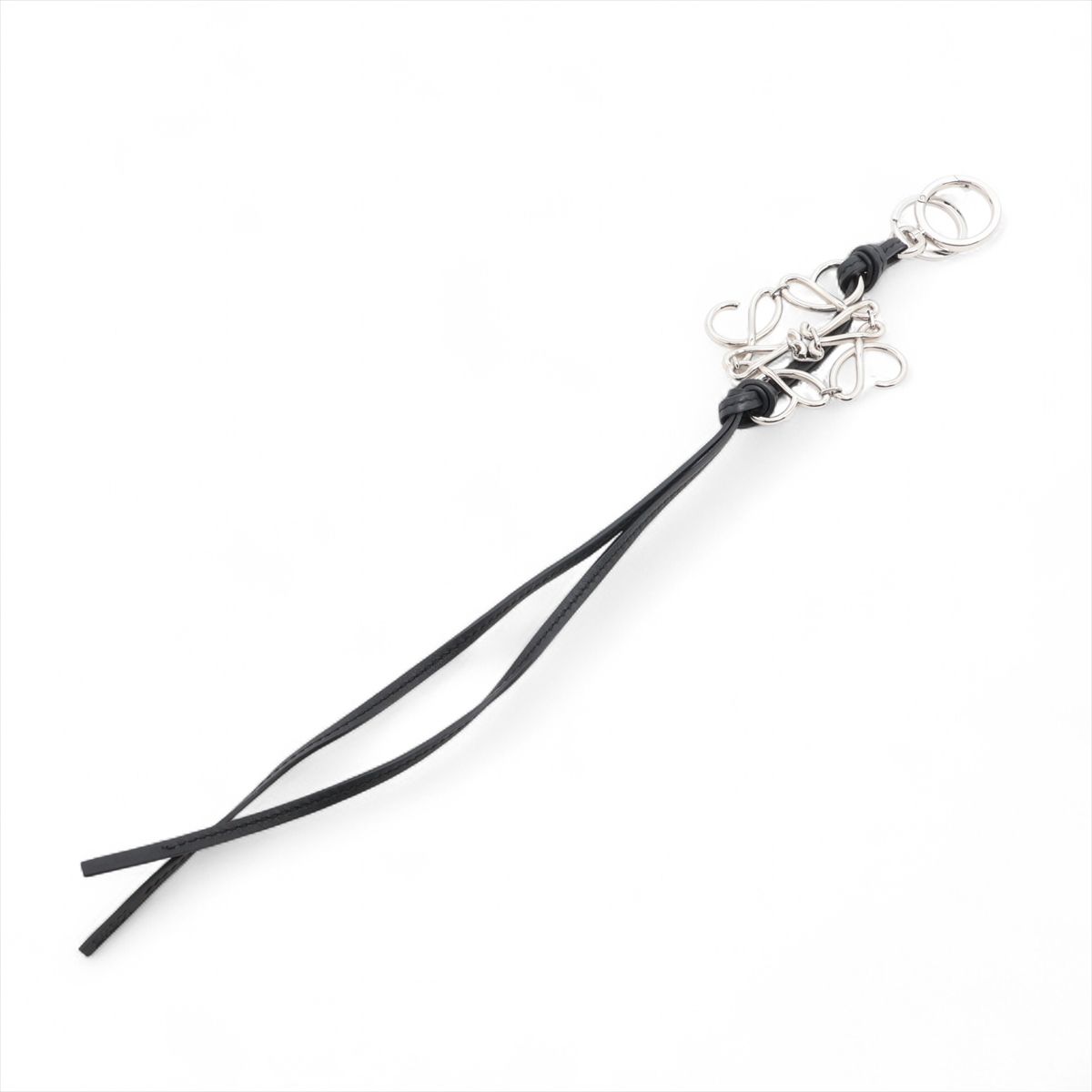乐天商城 - 【中古】ロエベ アナグラム チャーム メタル×レザー ブラック×シルバー