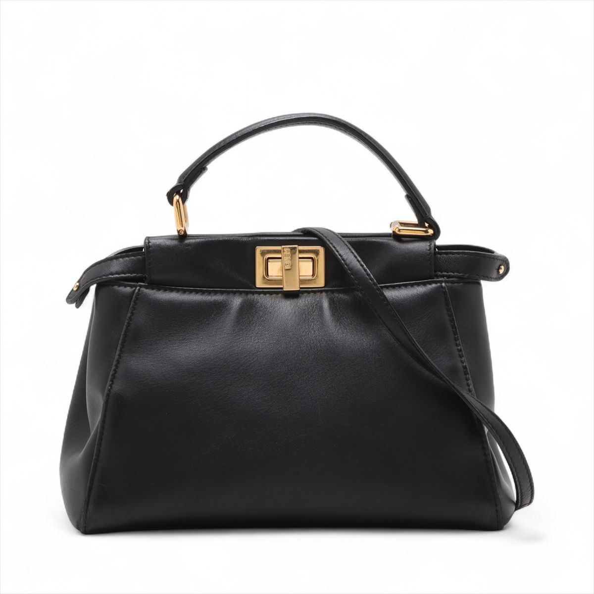 FENDI - 【中古】フェンディ ミニピーカブー レザー 2WAYハンドバッグ ブラック 8BN244