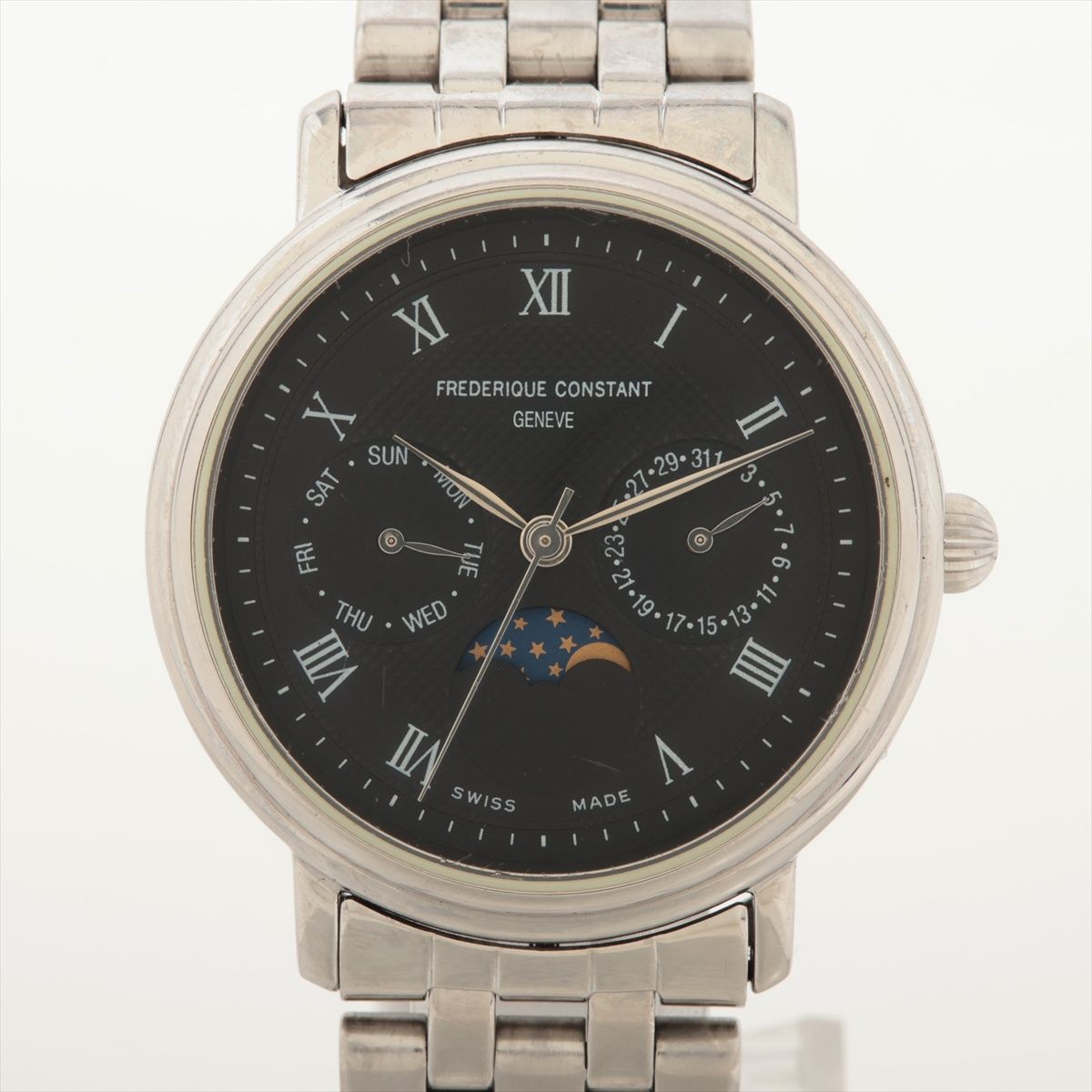 Frederique Constant - 【中古】フレデリックコンスタント SS SS QZ ブラック文字盤 あまりごま6 FC-260B36B