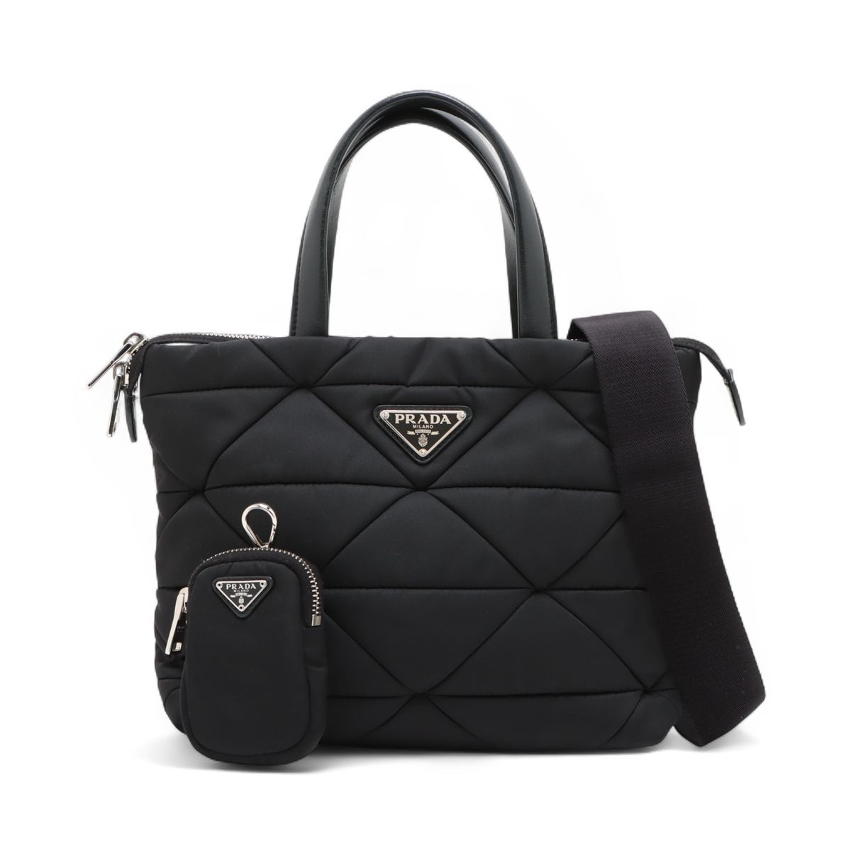 PRADA - 【中古】プラダ テスート キルティング ナイロン×レザー 2WAYハンドバッグ ブラック