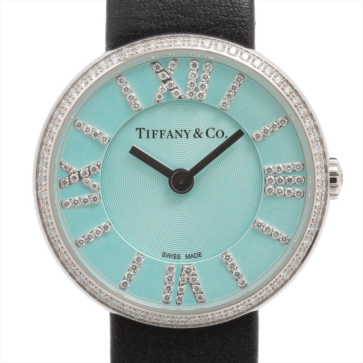 TIFFANY - 【中古】ティファニー アトラス2ハンド 63320781 SS SS×革 QZ ティファニーブルー文字盤