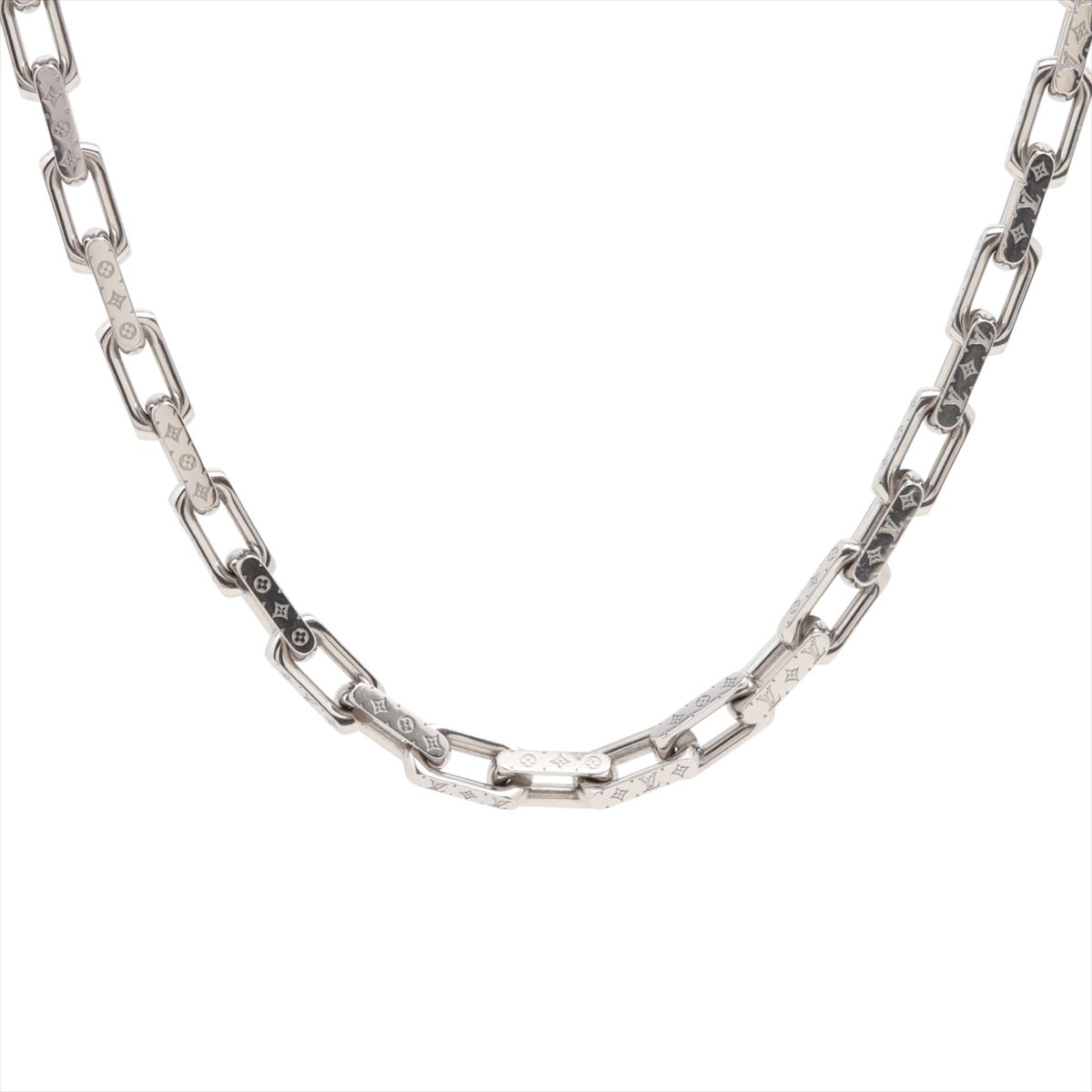【中古】ヴィトン M00307 コリエ チェーン モノグラム LE1201 ネックレス GP シルバー
